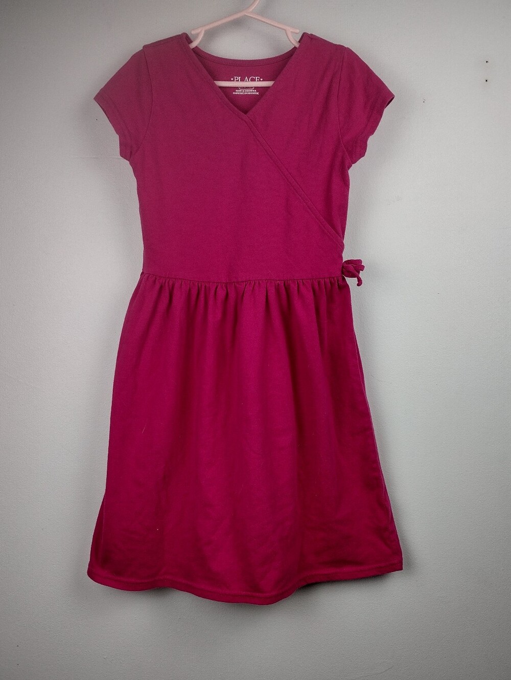 The Children's Place Girls' Magenta Wrap-Style Knit Dress size M